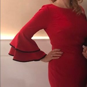 CALVIN KLEIN  Holiday Dress
RED with BLACK trim Size 2